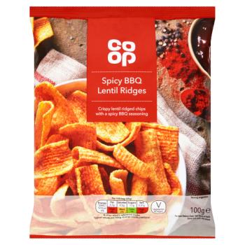Co-Op Spicy BBQ Lentil Ridges 100g