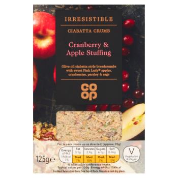 Co-op Irresistible Ciabatta Crumb Cranberry & Apple Stuffing 125g