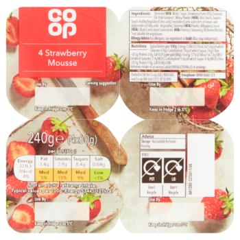 Co-op Strawberry Mousse 4 x 60g (240g)