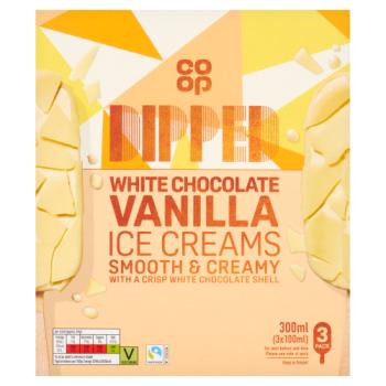Co-op Dipped White Chocolate Vanilla Ice Creams 3 x 100ml (300ml)