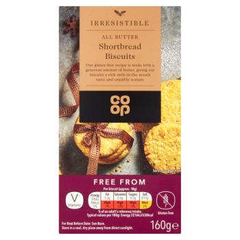 Co Op Irresistible Free From All Butter Shortbread Biscuits 160g