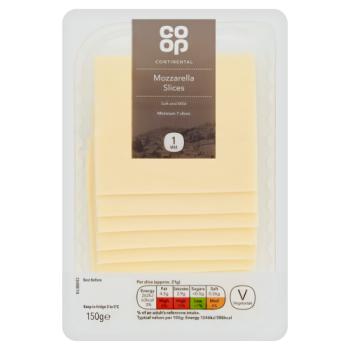 Co-op Continental Mozzarella Slices 150g