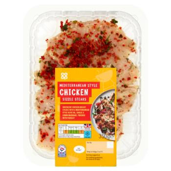 Co-op Mediterranean Style Chicken Sizzle Steaks 350g