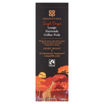 Co-op Irresistible Single Origin Lungo Fairtrade Coffee Pods 54g