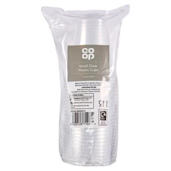 Co-op 25 Small Clear Plastic Cups 200ml