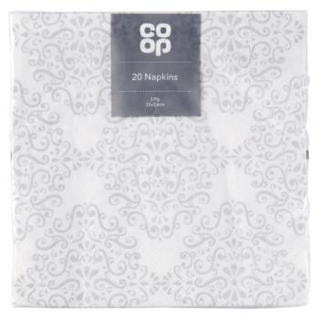 Co Op 20 Napkins Traditional 3 Ply 33 x 33cm