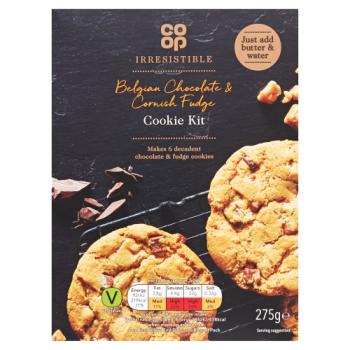 Co-op Irresistible Belgian Chocolate & Cornish Fudge Cookie Kit 275g