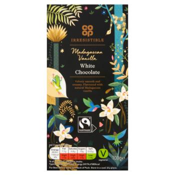 Co-op Irresistible Fairtrade Madagascan Vanilla White Chocolate 100g