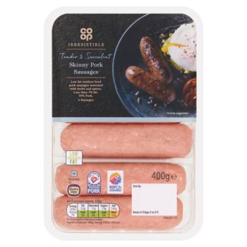 Co-op Irresistible 6 Skinny Pork Sausages 400g