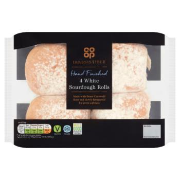 Co-op Irresistible Hand Finished 4 White Sourdough Rolls