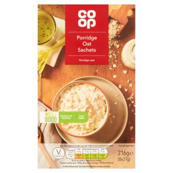 Co-op Porridge Oat Sachets 8 x 27g (216g)