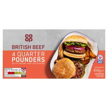 Co-op 4 British Beef Quarter Pounders 454g