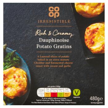 Co-op Irresistible Rich & Creamy Dauphinoise Potato Gratins 480g