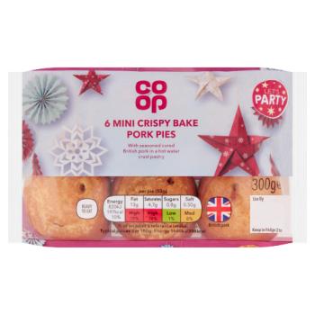 Co-op 6 Mini Crispy Bake Pork Pies 300g