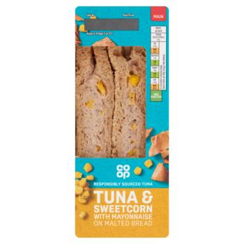Co-op Tuna & Sweetcorn with Mayonnaise on Malted Bread