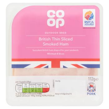 Co-op British Thin Sliced Smoked Ham 112g