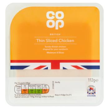 Co-op British Thin Sliced Chicken 8 Slices 112g