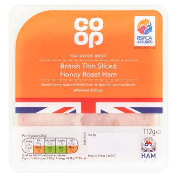 Co-op British Thin Sliced Honey Roast Ham 112g