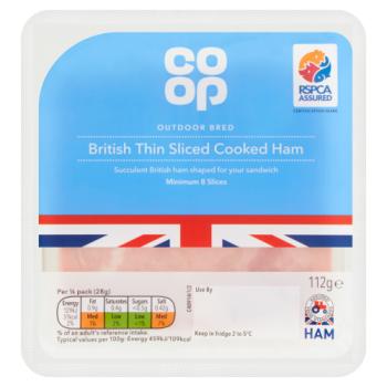 Co-op British Thin Sliced Cooked Ham 112g