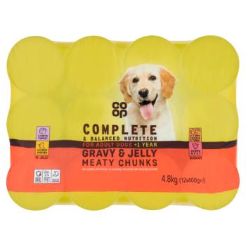Co-op Gravy Jelly Meaty Chunks for Adult Dogs +1 Year 12 x 400g (4.8kg)