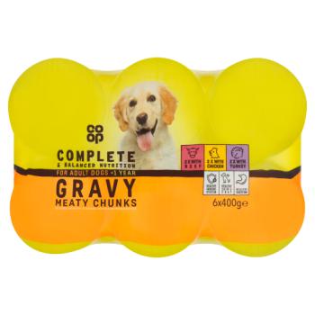Co-op Complete & Balanced Nutrition Gravy Meaty Chunks for Adult Dogs +1 Year 6 x 400g