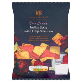 Co-op Irresistible Oven Baked Indian Naan Chip Selection 150g