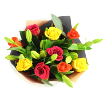 Valentine's Day Flowers - Roses & Lily Mix (Colours May Vary)  
