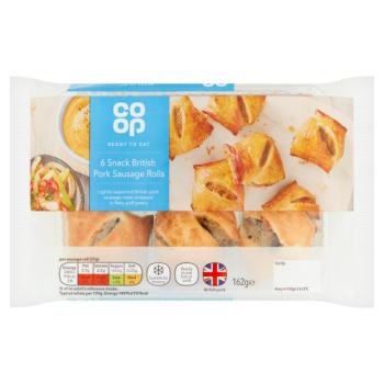 Co-op 6 Snack British Pork Sausage Rolls 162g