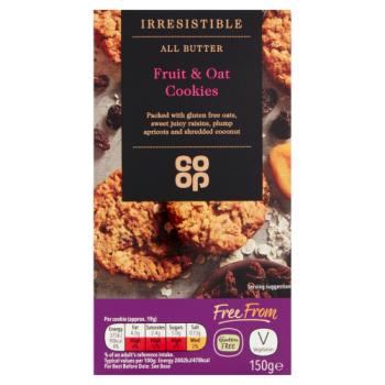 Co-op Irresistible Free From All Butter Fruit & Oat Cookies 150g
