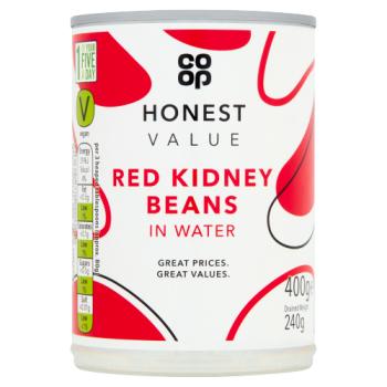 Co-op Honest Value Red Kidney Beans in Water 400g