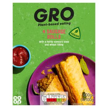 Co-op GRO Vegan 4 Sausage Rolls 400g