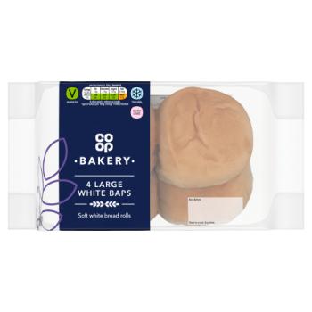Co-op Bakery 4 Large White Baps