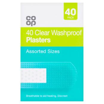 Co-op 40 Clear Washproof Plasters