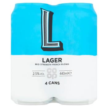 Co Op Mid Strength French Blond Lager 4 x 440ml
