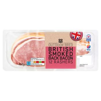 Co-op Outdoor Bred British Smoked Back Bacon 460g