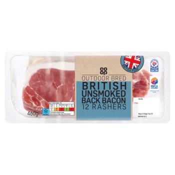 Co-op 12 British Unsmoked Back Bacon Rashers 460g