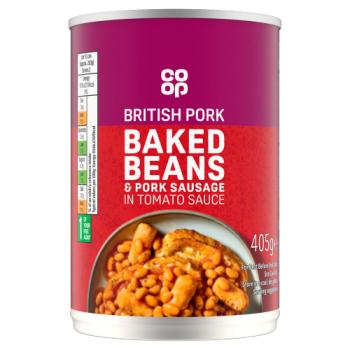 Co-op Baked Beans & Pork Sausages in Tomato Sauce 405g