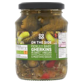 Co-op Pickled Baby Gherkins in Sweet Vinegar 340g