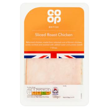 Co-op British Sliced Roast Chicken 7 slices 130g