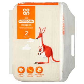Co-op Newborn Size 2 3-6kg 6-13lb 36 Nappies