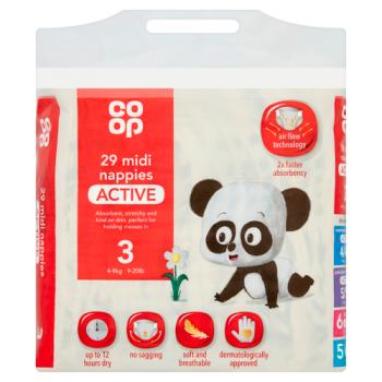 Co-op Active 3 4-9kg 9-20lb 29 Midi Nappies