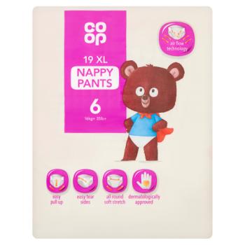 Co-op 19 XL Nappy Pants Size 6 16kg+ 35lb+
