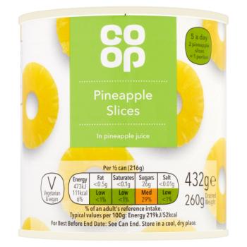 Co-op Pineapple Slices in Pineapple Juice 432g
