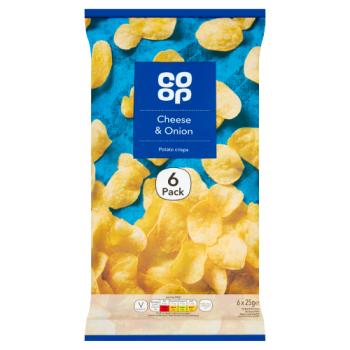 Co-op Cheese & Onion Potato Crisps 6 x 25g