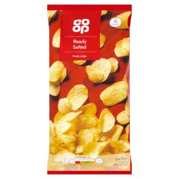 Co Op Ready Salted Potato Crisps 6 X 25g