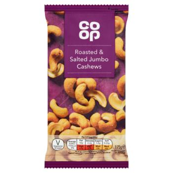 Co Op Roasted & Salted Jumbo Cashews 175g