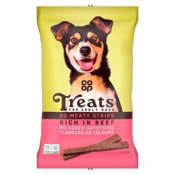 Co-op 20 Meaty Strips Rich in Beef Treats for Adult Dogs 172g