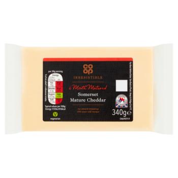 Co-op Irresistible 6 Month Matured Somerset Mature Cheddar 340g