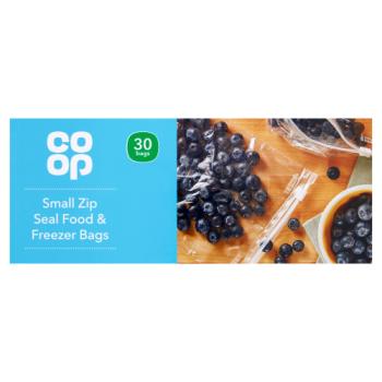 Co Op 30 Small Zip Seal Food & Freezer Bags