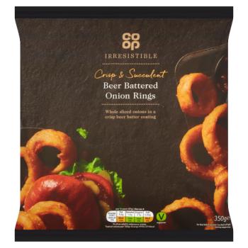 Co-op Irresistible Crisp & Succulent Beer Battered Onion Rings 350g